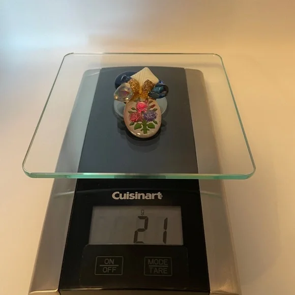 Signed Ropa Vintage Costume Brooch Blue Pink Flowers Shells Sparkly 🌸✨ - Picture 7 of 7